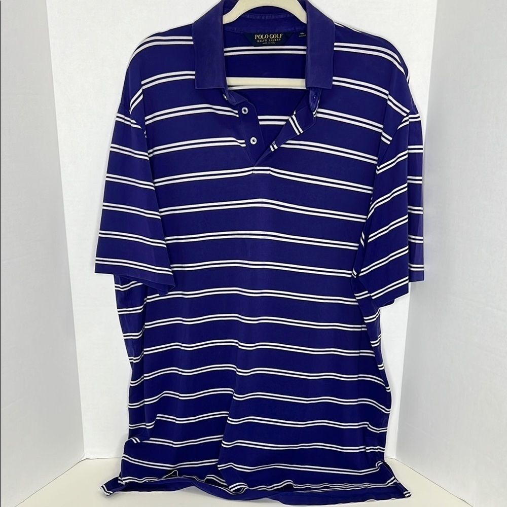 Ralph Lauren Polo Golf Striped Purple Shirt Mens Vintage XL